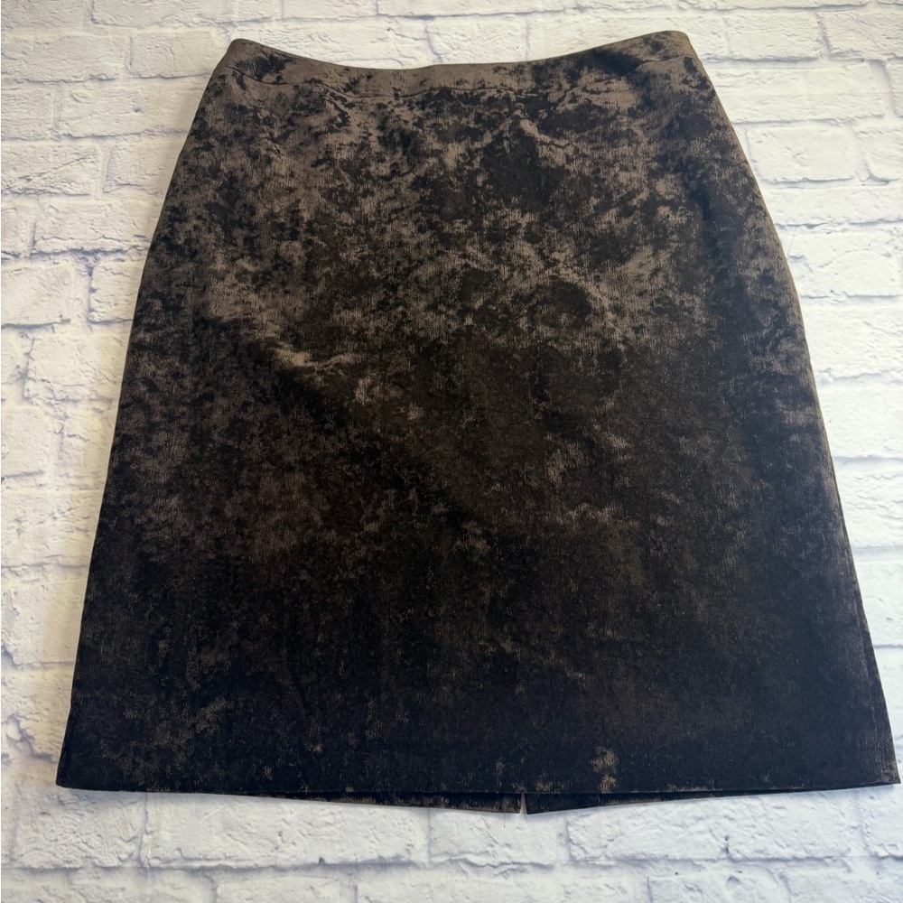 Chocolate Brown Velvet Midi Skirt. Size 14W. Pencil skirt.